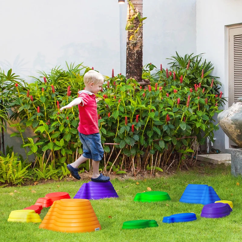 Outsunny Balance Stepping Stones 11 piece - Multi Coloured