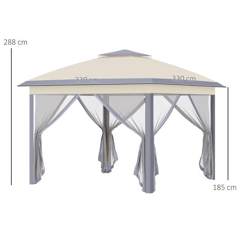 Outsunny Pop Up Gazebo 330L x 330W x 288Hcm - Beige