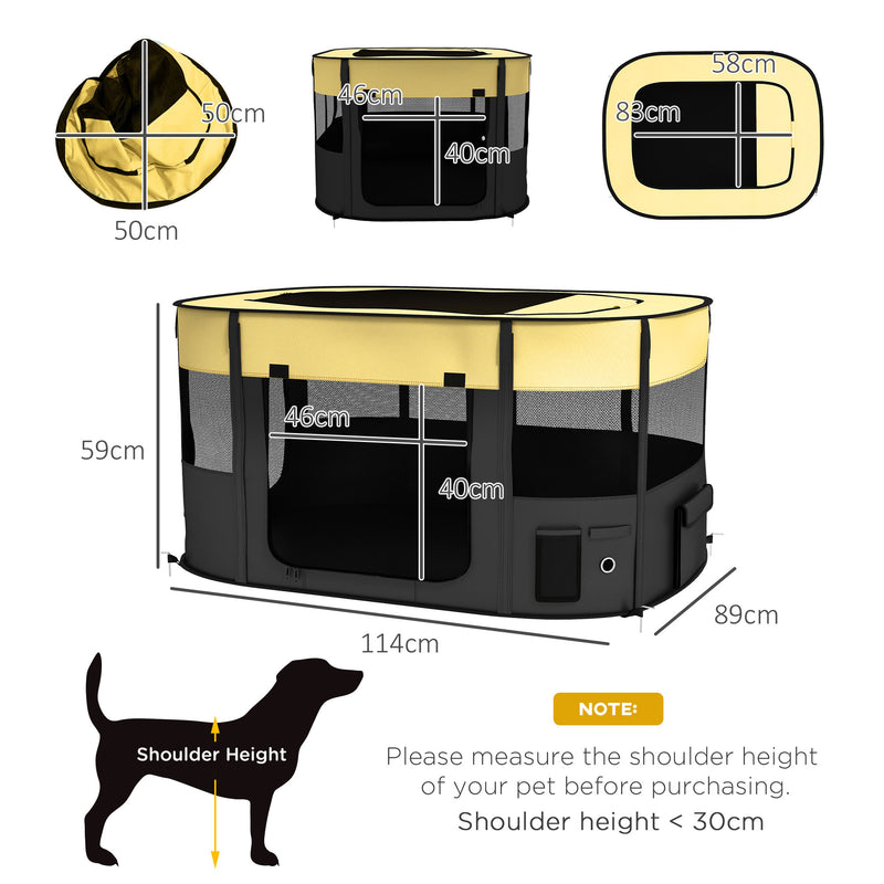 PawHut Portable Dog Pen for Puppies, Rabbits, Kittens, Guinea Pigs - Yellow