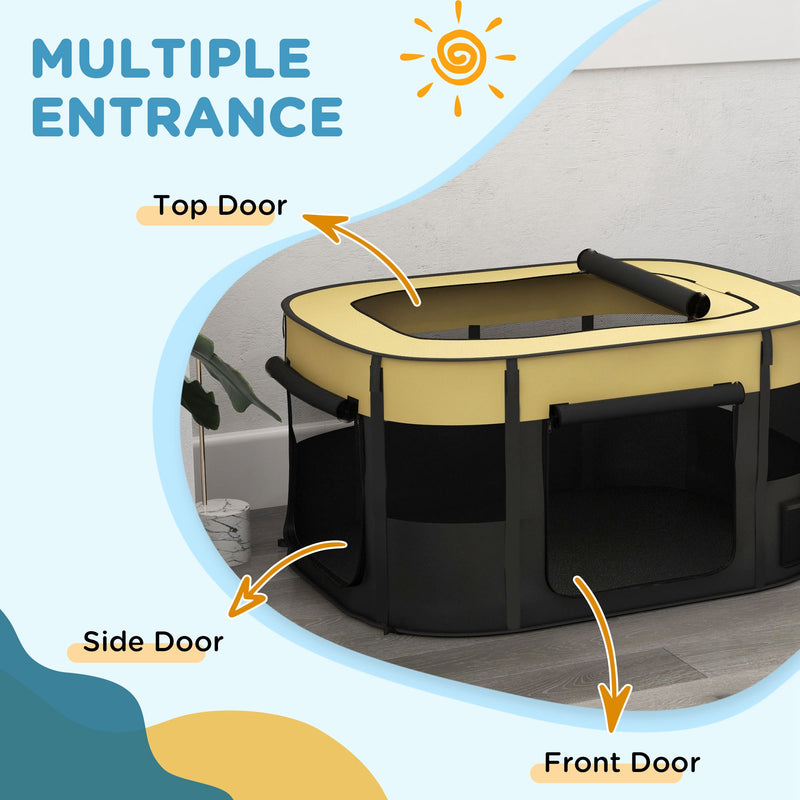 PawHut Portable Dog Pen for Puppies, Rabbits, Kittens, Guinea Pigs - Yellow