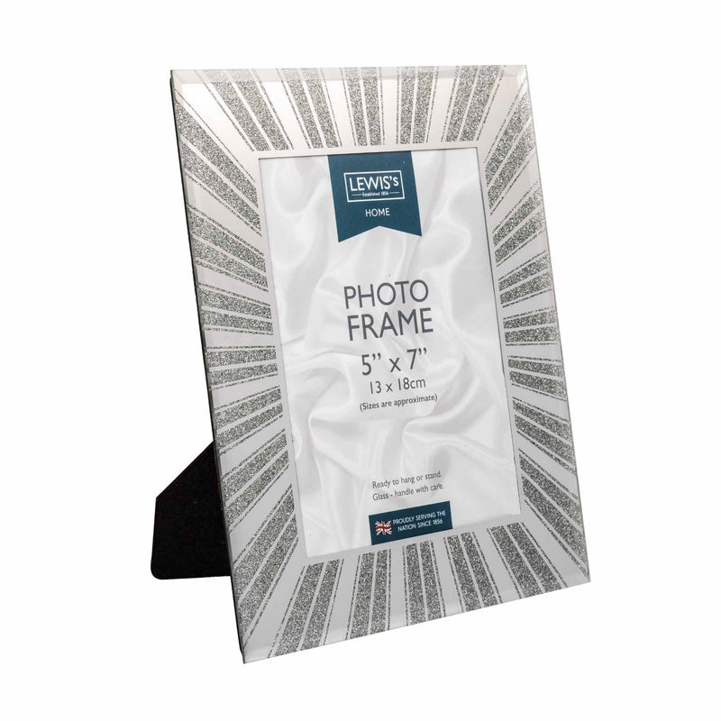 Lewis's Starburst Glitter Glass Photo Frame 5 x 7" Silver