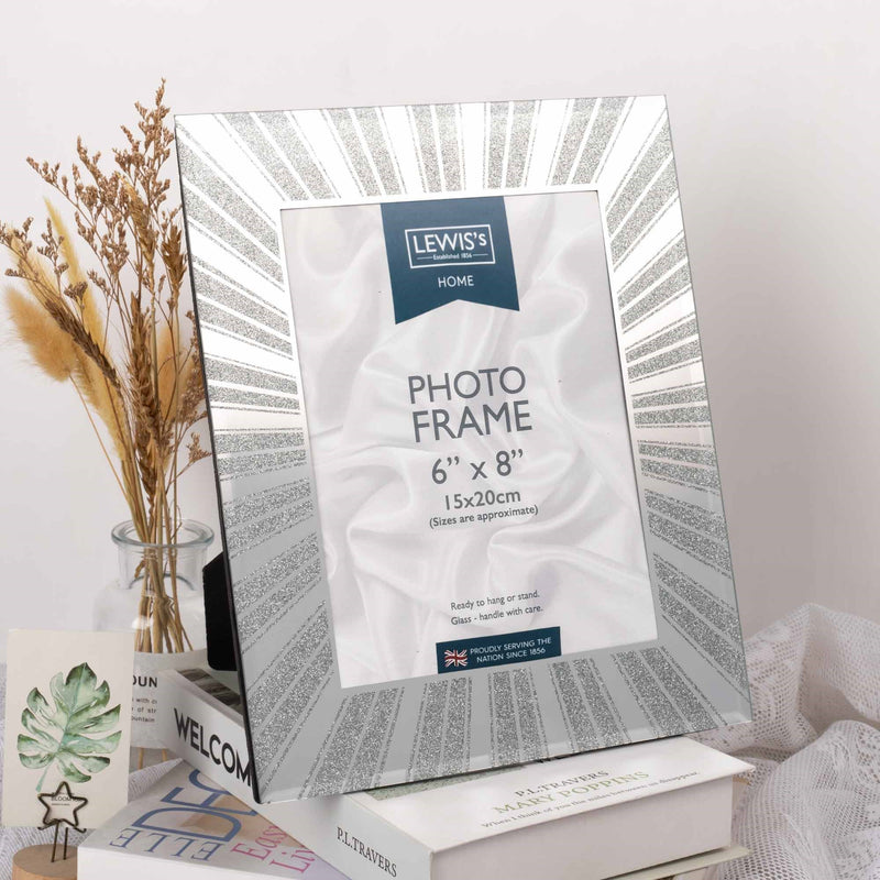 Lewis's Starburst Glitter Glass Photo Frame 6 x 8" Silver