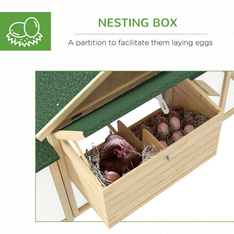 Pawhut Wood Chicken Coop Hens Cage Poultry House with Nesting Boxes Run