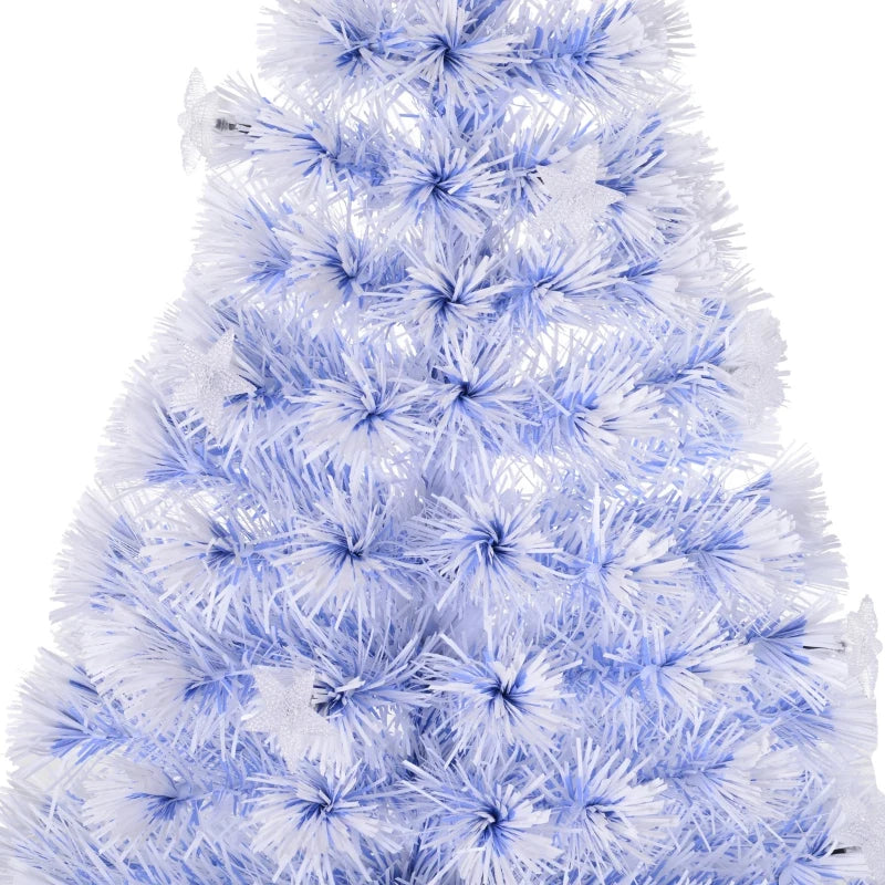 HOMCOM Christmas Fibre Optic White Tree 4' with 26 Multi Lights