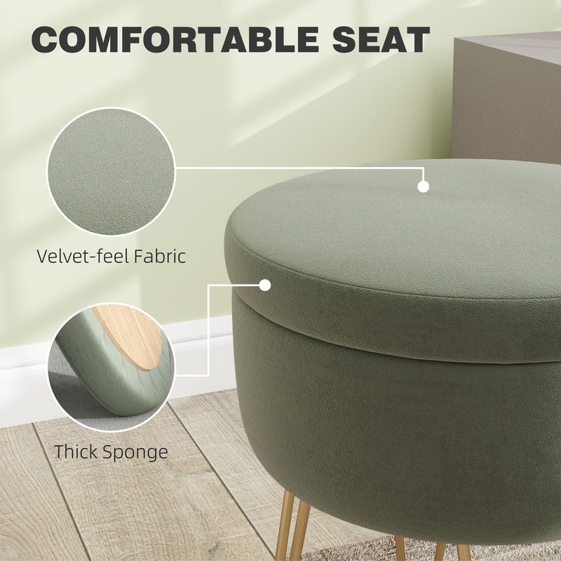 HOMCOM 5L Velvet Footstool with Removable Lid for Bedroom