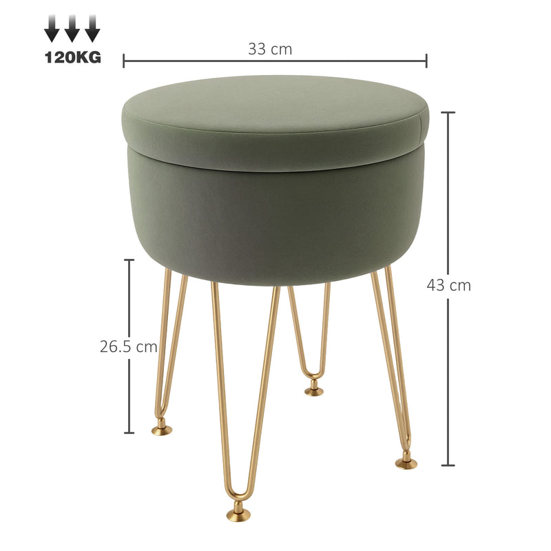 HOMCOM 5L Velvet Footstool with Removable Lid for Bedroom