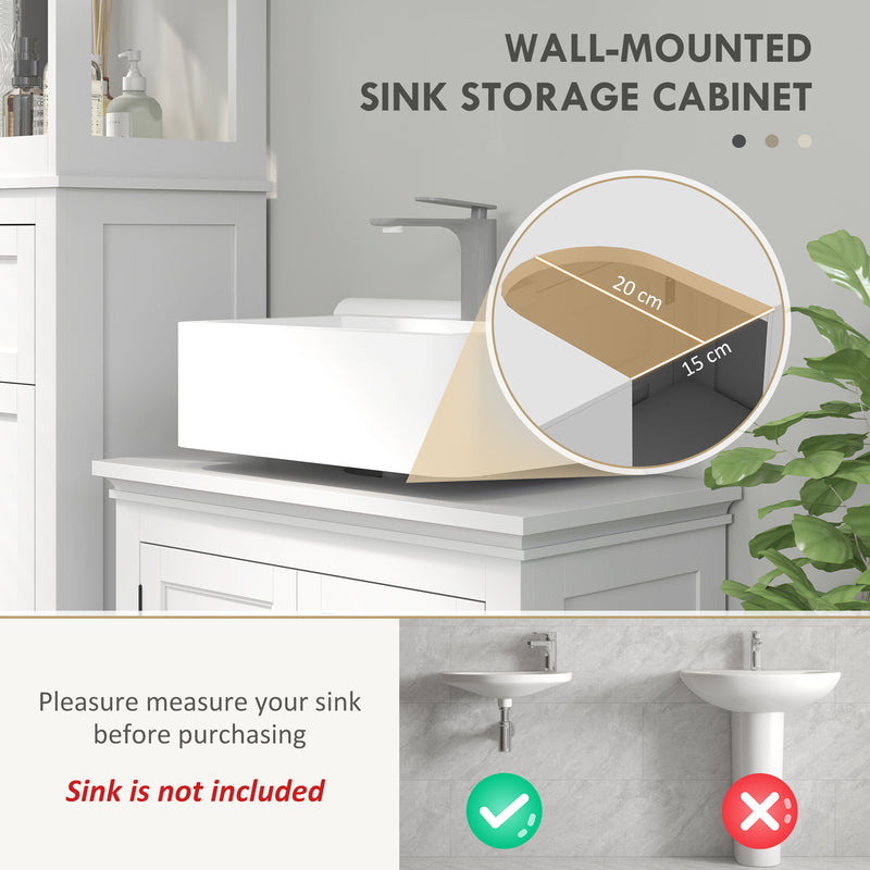 HOMCOM 2-Tier Bathroom Sink Cabinet, Freestanding Storage Cabinet, White