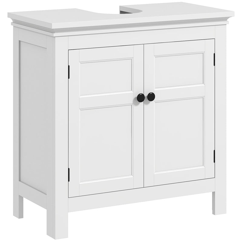 HOMCOM 2-Tier Bathroom Sink Cabinet, Freestanding Storage Cabinet, White