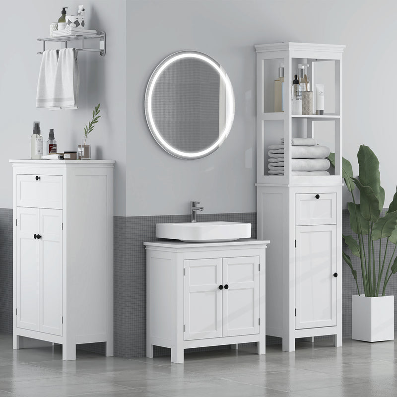 HOMCOM 2-Tier Bathroom Sink Cabinet, Freestanding Storage Cabinet, White