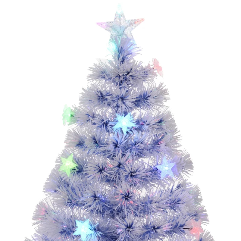 HOMCOM Christmas Fibre Optic White Tree 4' with 26 Multi Lights