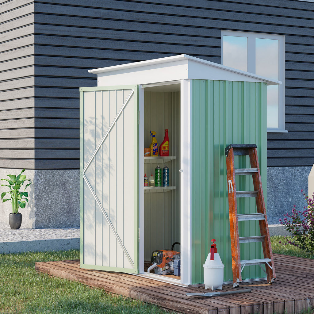 Outsunny Steel Garden Shed, Small Lean-to Shed for Bike Tool, 5x3 ft,