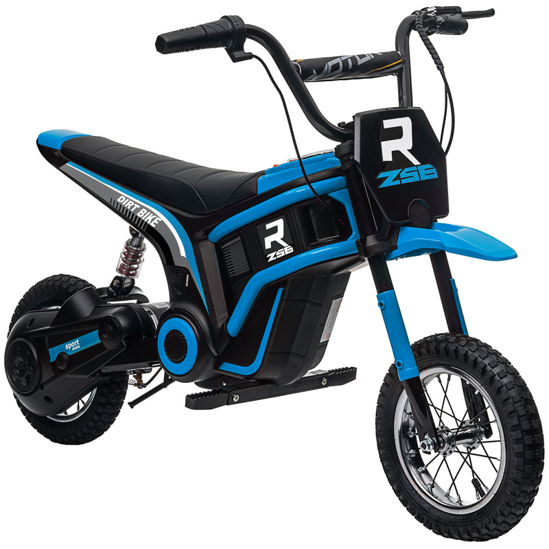 HOMCOM 24V Kids Electric Motorbike with Twist Grip Throttle, Music, Horn - Blue