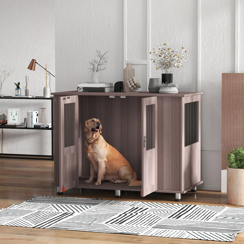 PawHut Dog Crate Kennel Cage, Indoor End Table, Purple