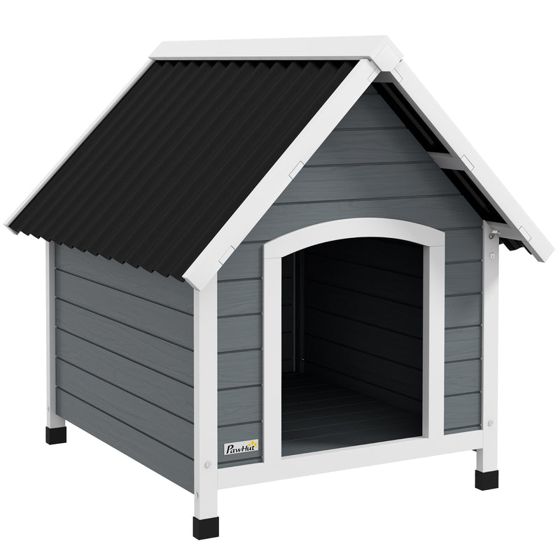 PawHut Dog Kennel Outdoor Dog House w/ Removable Floor, for Medium Dogs - Grey