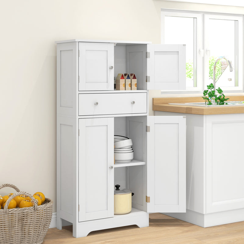 HOMCOM Kitchen Cupboard Kitchen Cabinet with Drawer and Adjustable Shelf White