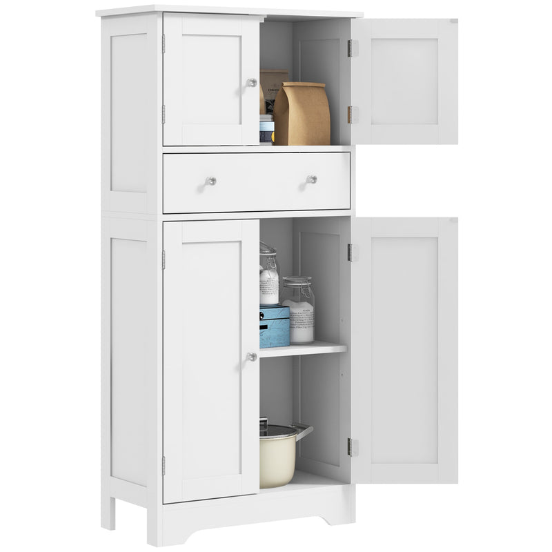 HOMCOM Kitchen Cupboard Kitchen Cabinet with Drawer and Adjustable Shelf White