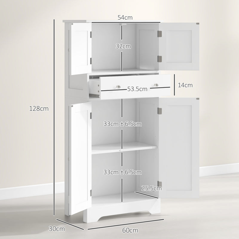 HOMCOM Kitchen Cupboard Kitchen Cabinet with Drawer and Adjustable Shelf White