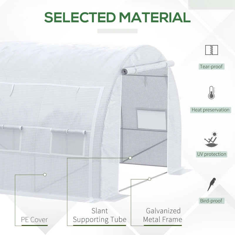 Outsunny Greenhouse Polytunnel 4x3x2m - White