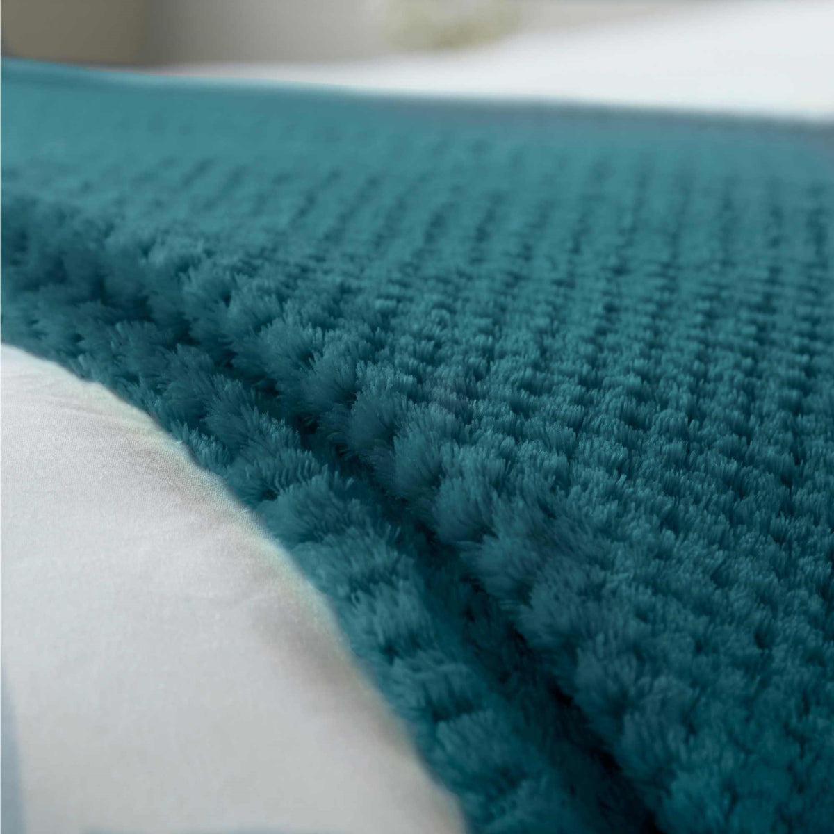 Teal waffle throw sale