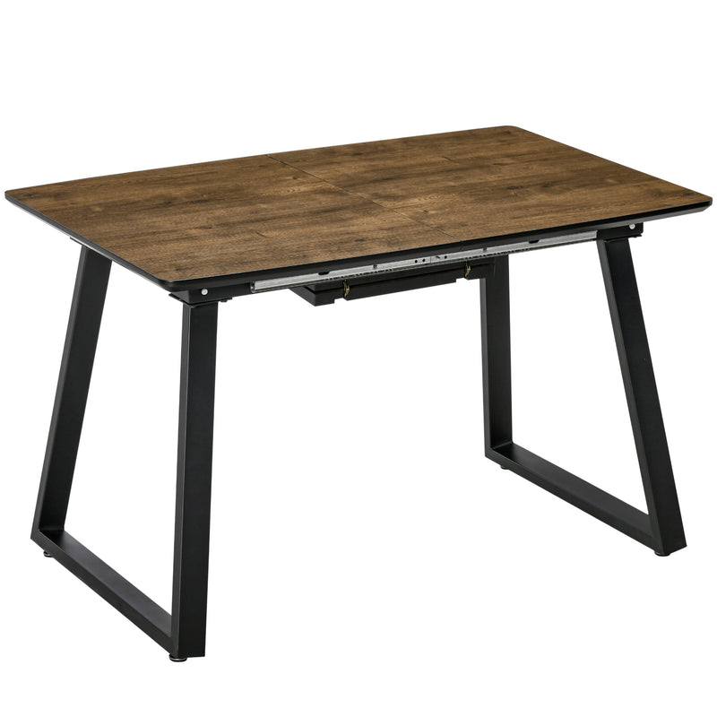 HOMCOM Extendable Dining Table Rectangular Wood Effect Tabletop with Steel Frame