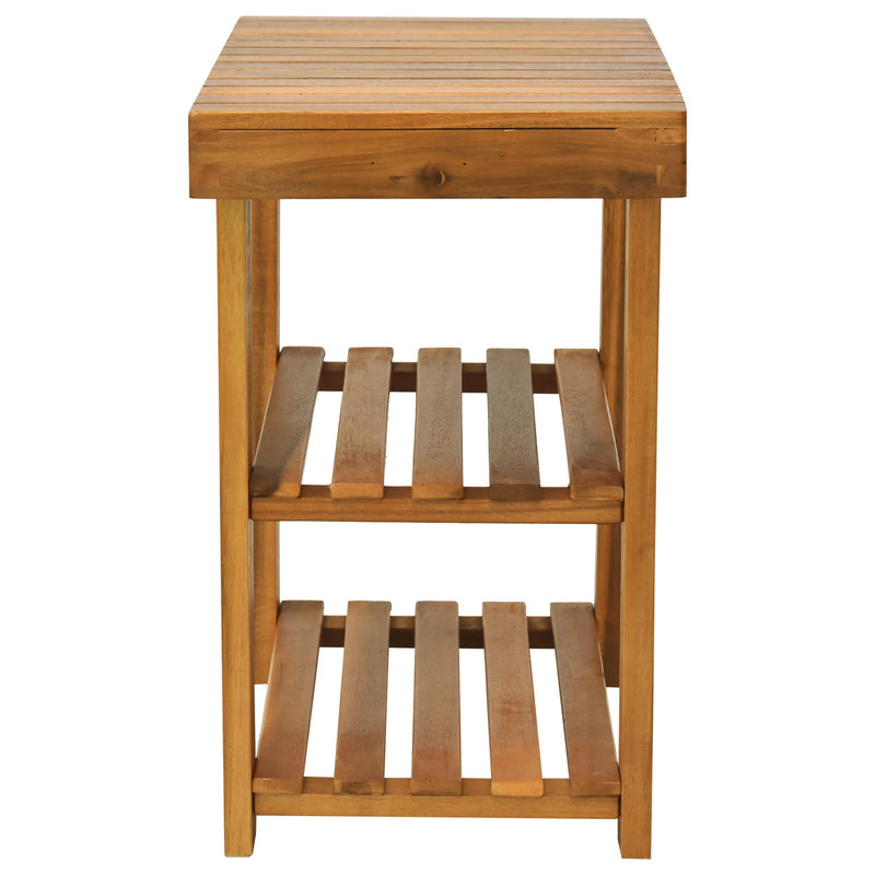 Acacia Wood Shoe Bench  3-Tier Shoe Storage Rack Hallway Organizer Shelf