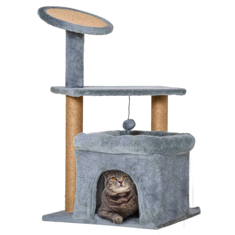 PawHut Cat Tree Tower w/ Scratching Posts Pad Condo Perch Bed Ball Kitten Toy