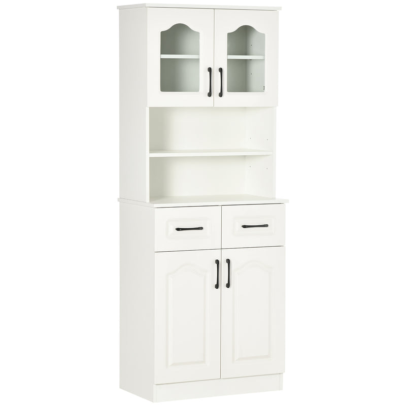 HOMCOM Kitchen Cupboard Storage Cabinet Adjustable Shelves, Countertop,White