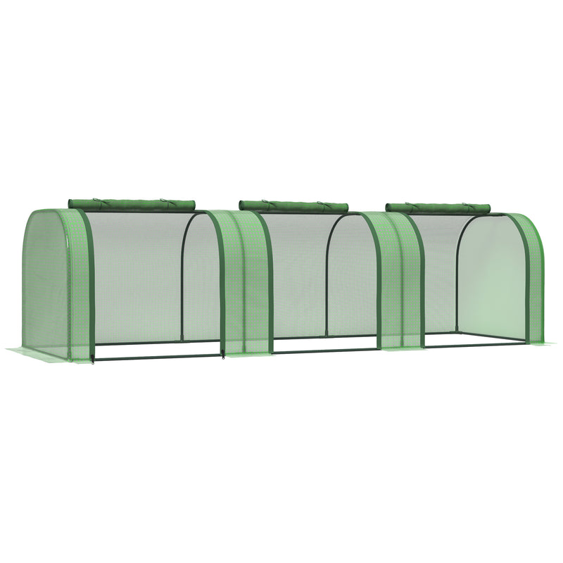 Outsunny Tunnel Greenhouse Steel Frame for Garden Backyard w/ Zipper Doors