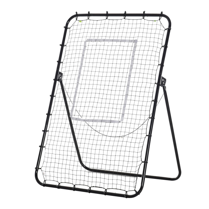 HOMCOM Foldable Football Rebounder Net Adjustable Angles with Target Zone, Black