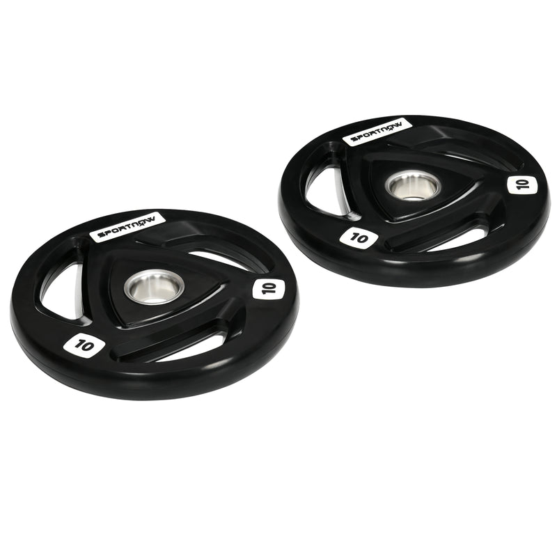 SPORTNOW Olympic Weight Plates for 2'' Barbell Bar with Tri Grips, 2 x 10kg