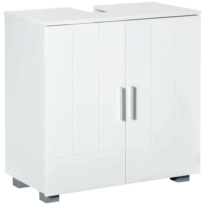 kleankin Bathroom Pedestal Under Sink Cabinet with Adjustable Shelf, White