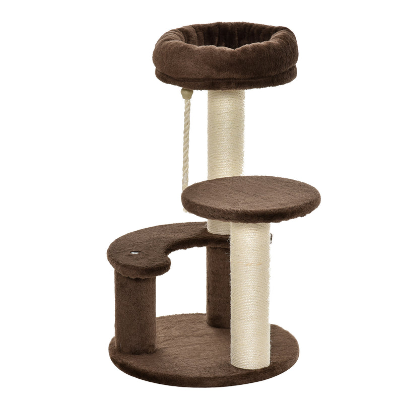 PawHut Cat Tree Scratcher Kitty Activity Center 2 Perch Sisal Rope Brown