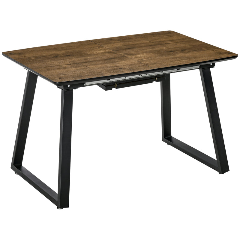 HOMCOM Extendable Dining Table Rectangular Wood Effect Tabletop with Steel Frame