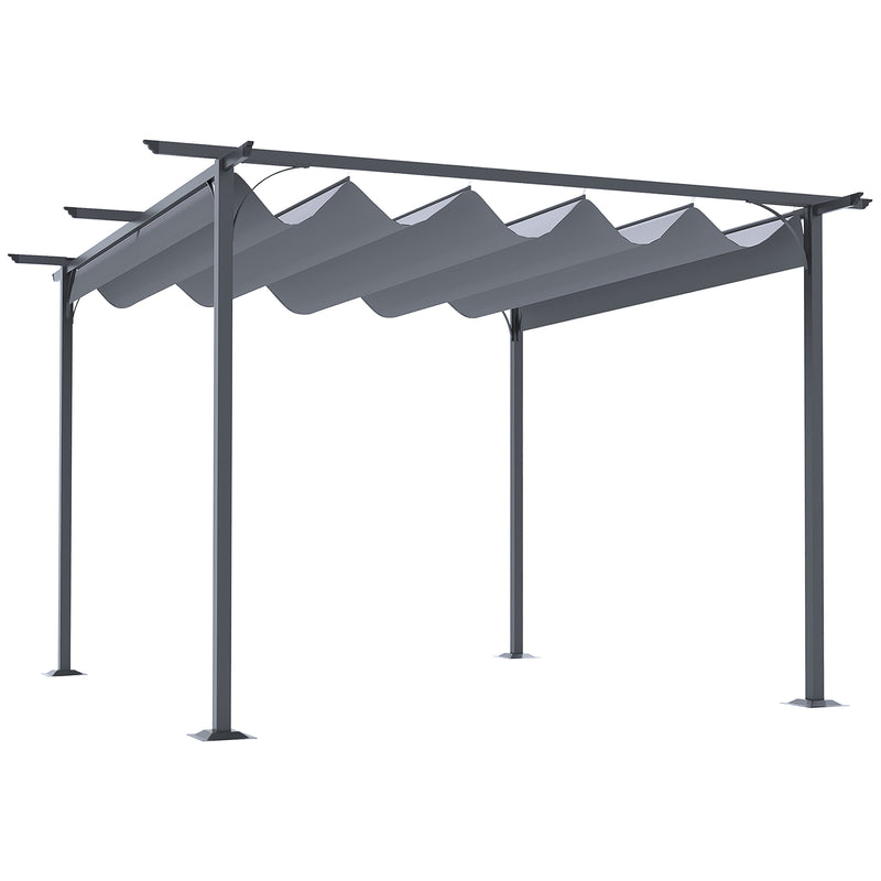 Outsunny 3.5x3.5m Pergola Metal Gazebo Backyard Porch Awning Retractable Canopy