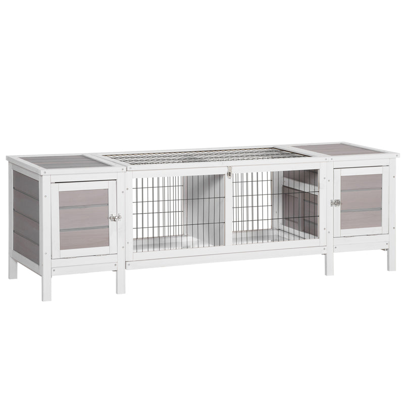 PawHut Rabbit Hutch Separable Guinea Pig Cage Bunny Run w/ Slide Out Tray - Grey