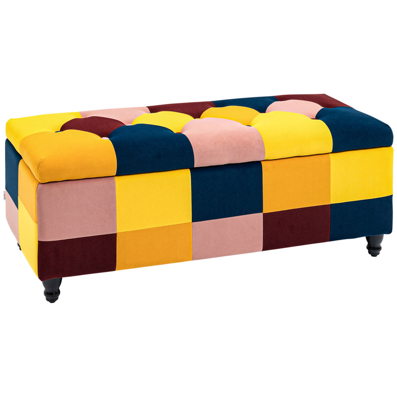 HOMCOM 114 x 47 x 47cm Velvet Storage Ottoman, Button-tufted Footstool Box