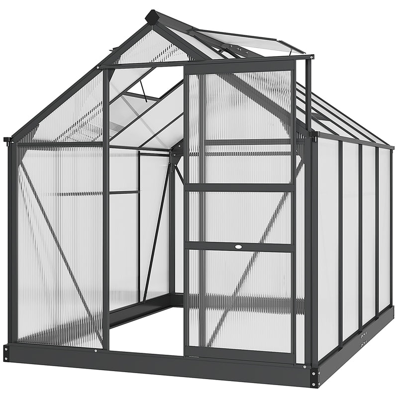 Outsunny 6x8ft Walk-In Polycarbonate Greenhouse Plant Grow Galvanized Aluminium