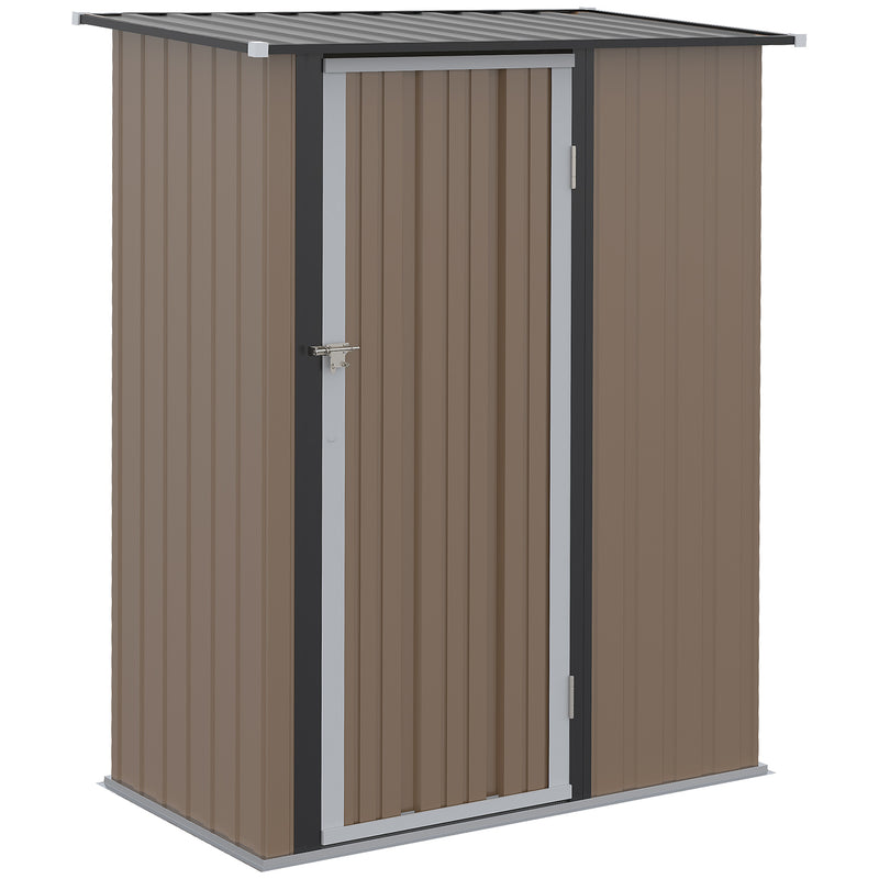 Outsunny Outdoor Storage Shed Steel Garden Shed with Lockable Door Brown