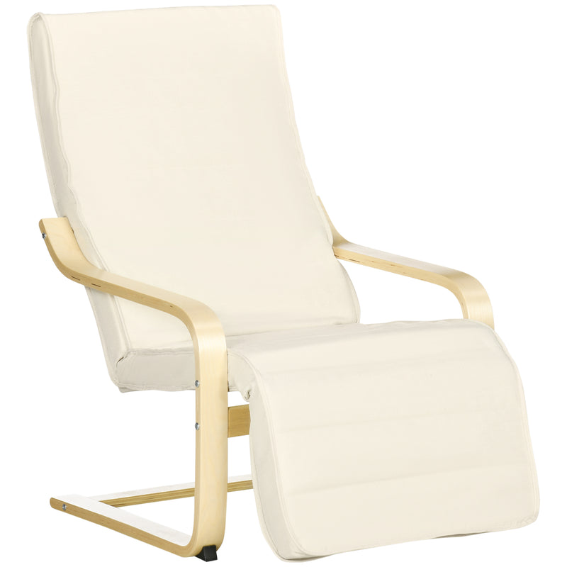 HOMCOM Lounge Chair Recliner Adjustable Footrest Home Cream White