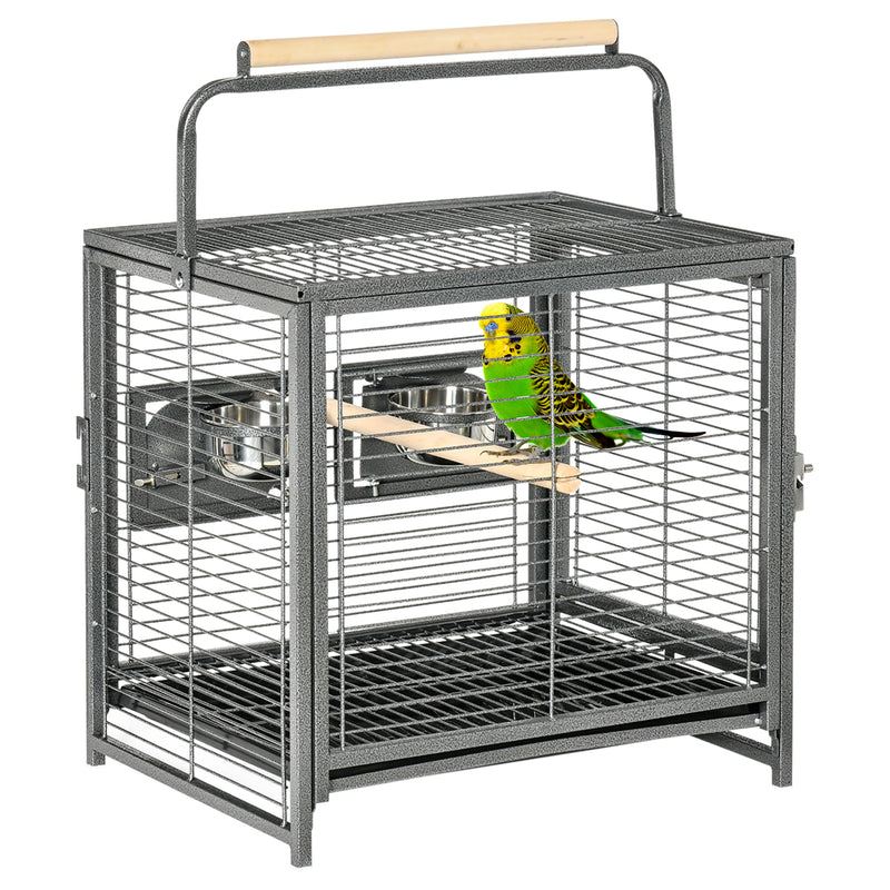 PawHut Parrot Cage, Travel Carry Pet Bird Cage Cockatiel w/ Metal Handle