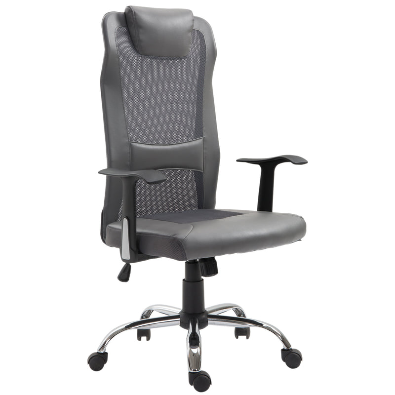 Vinsetto High Back Mesh Office Chair Swivel Chair w/ Headrest Armrests Grey