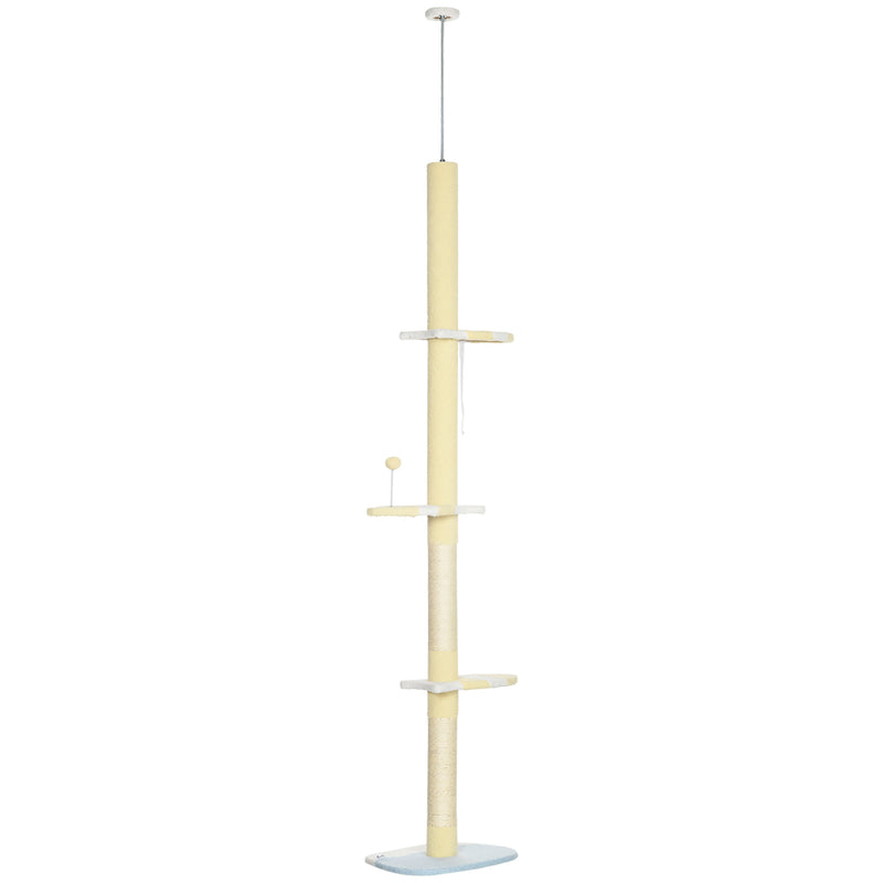 PawHut 260cm Height Adjustable Floor-To-Ceiling Cat Tower w/ Anti-Slip Kit