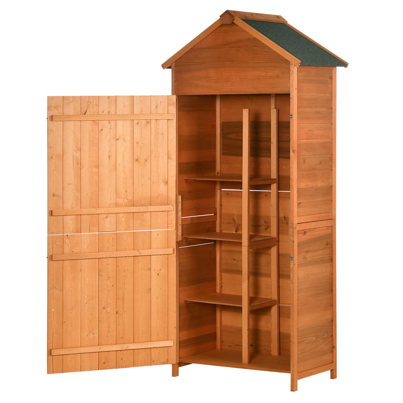 Outsunny Wooden Garden Shed Outdoor Shelves Utility Tool Storage Cabinet Teak