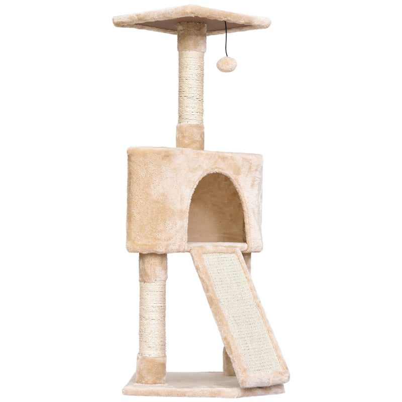 PawHut Corner Cat Tree Tower for Indoor Cats with Scratching Post, Condo, Beige