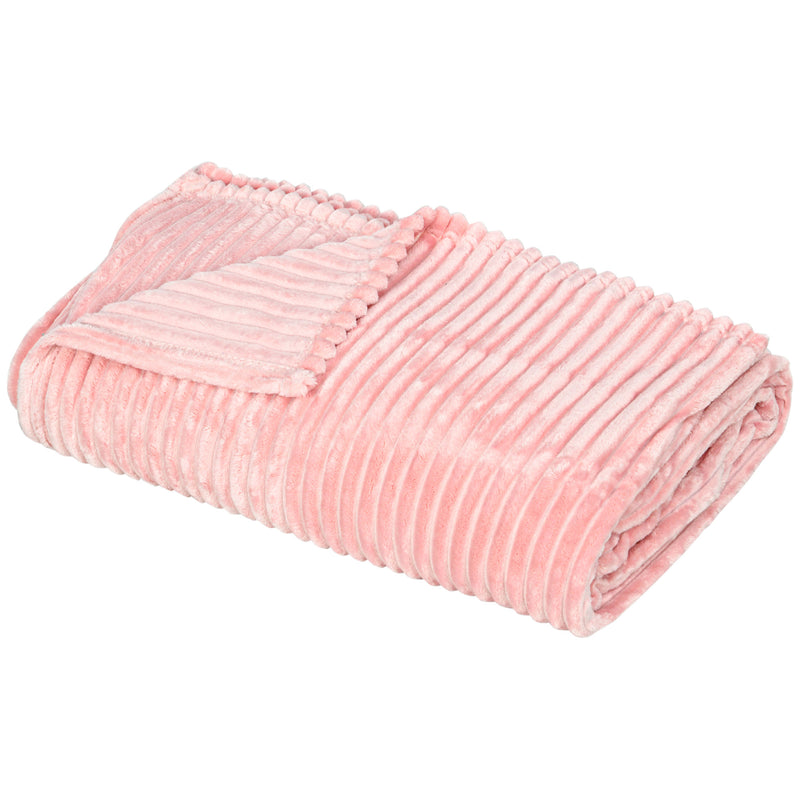 HOMCOM Flannel Fleece Blanket King Size Throw Blanket for Bed 230 x 230cm Pink