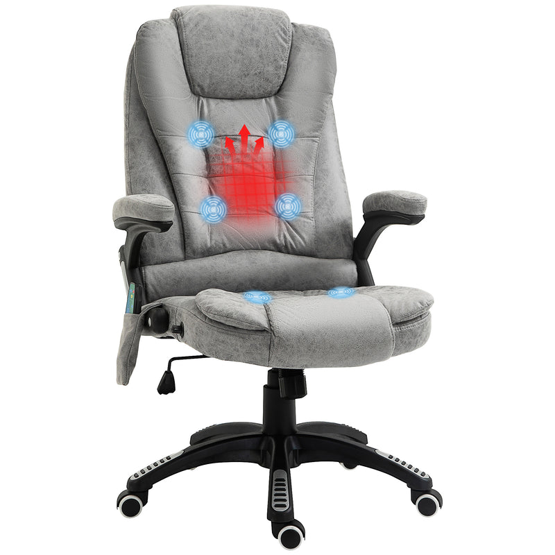 Vinsetto Office Chair w/ Heating Massage Points Relaxing Reclining Grey