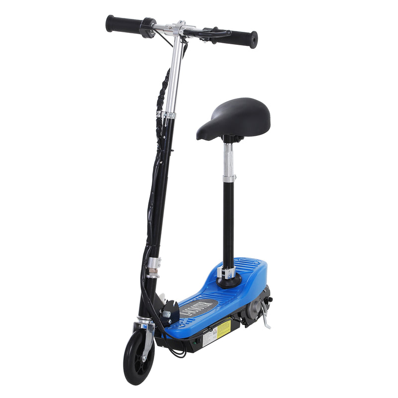 HOMCOM Kids Foldable Electric Powered Scooters 120W Toy w/ Brake Kickstand Blue