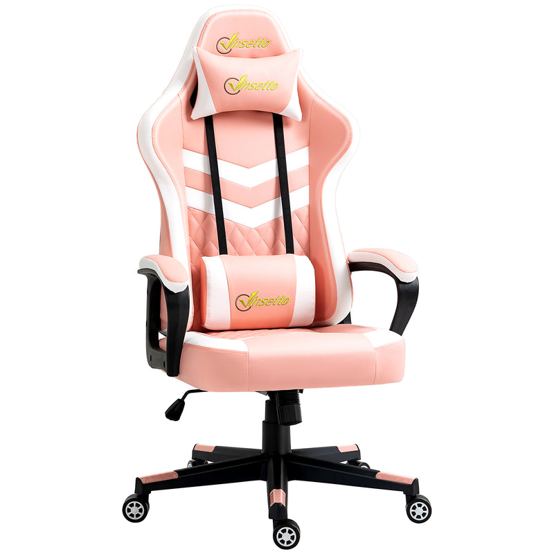 Vinsetto Racing Gaming Chair w/ Lumbar Support, Gamer Office Chair, Pink