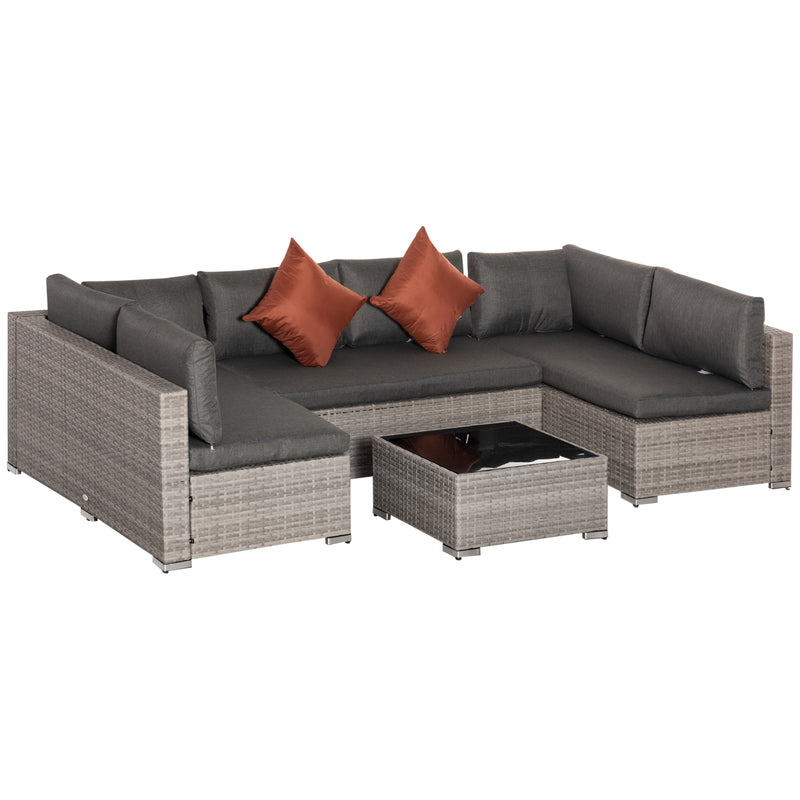 Outsunny Rattan Sofa Set 2.7m - Grey