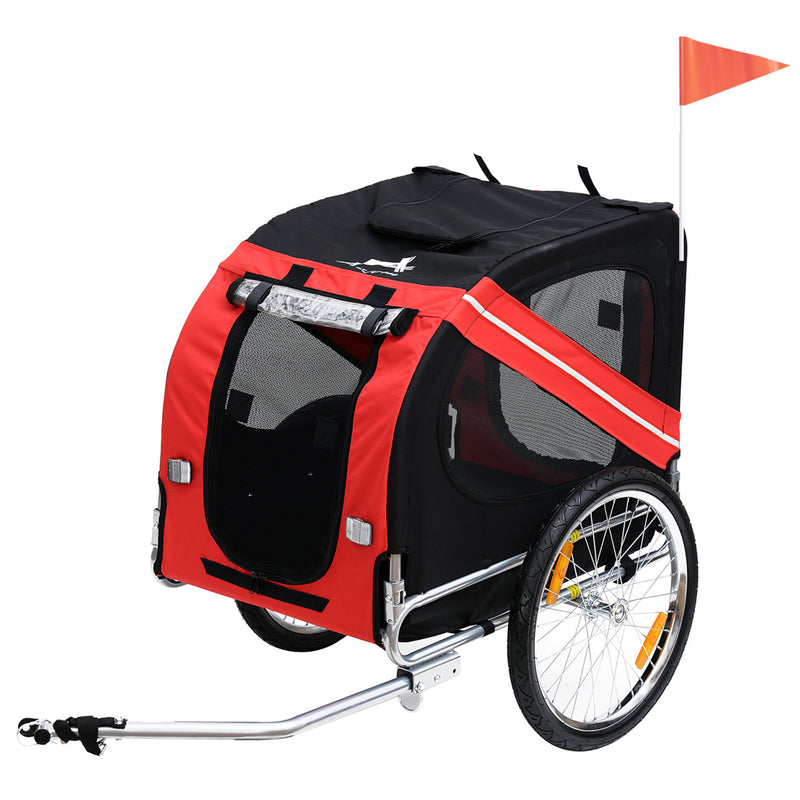 PawHut Pet Bicycle Trailer Dog Cat Bike Carrier Water Resistant Red Outdoor